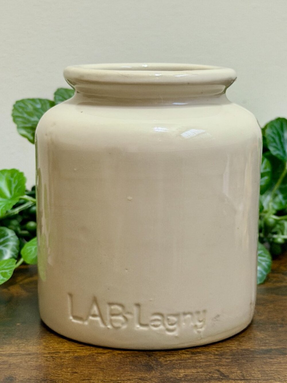 Vintage French Lab Lagny Mustard Stoneware Crock Jar Vase Pottery Mid Century - Picture 2 of 12